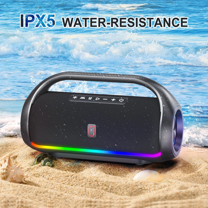 Outdoor Bluetooth Speakers with Radio, Lights, Portable Speaker with Deep Subwoofer, Wireless Waterproof Bluetooth Speakers for Outdoors Pool Beach Party, D20