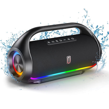 Outdoor Bluetooth Speakers with Radio, Lights, Portable Speaker with Deep Subwoofer, Wireless Waterproof Bluetooth Speakers for Outdoors Pool Beach Party, D20