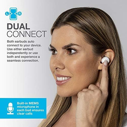 Go Air True Wireless Bluetooth Earbuds + Charging Case, Dual Connect, IP44 Sweat Resistance, Bluetooth 5.0 Connection, 3 EQ Sound Settings Signature, Balanced, Bass Boost (White)