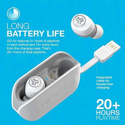 Go Air True Wireless Bluetooth Earbuds + Charging Case, Dual Connect, IP44 Sweat Resistance, Bluetooth 5.0 Connection, 3 EQ Sound Settings Signature, Balanced, Bass Boost (White)